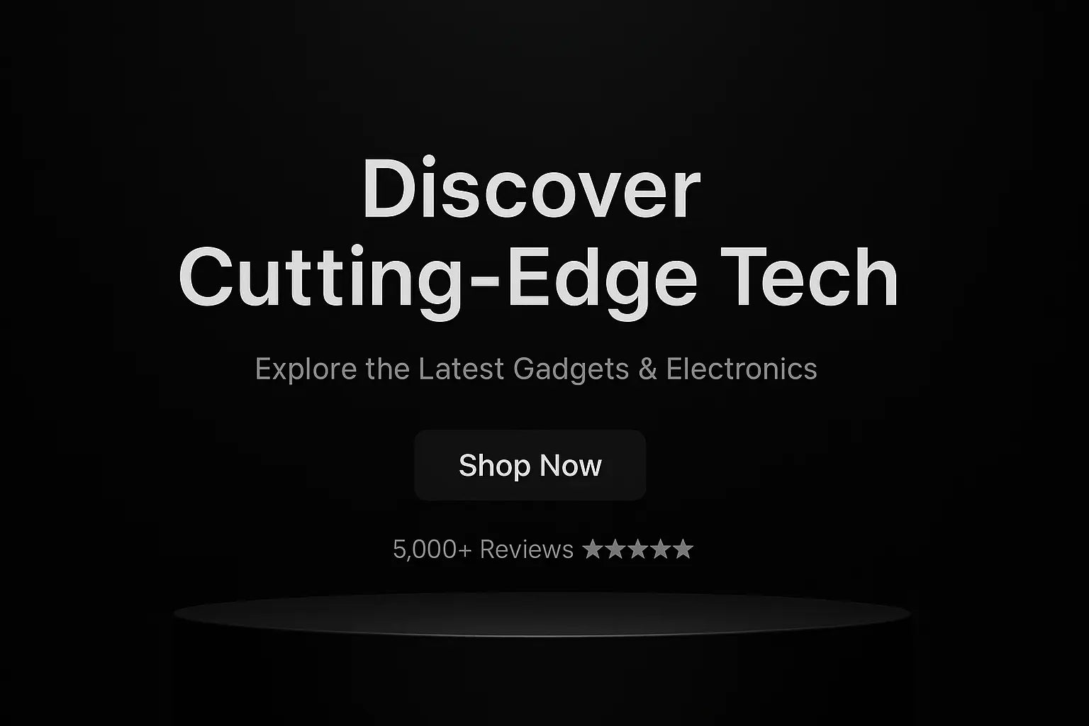 Black background with white text promoting cutting-edge technology and a 'Shop Now' button.