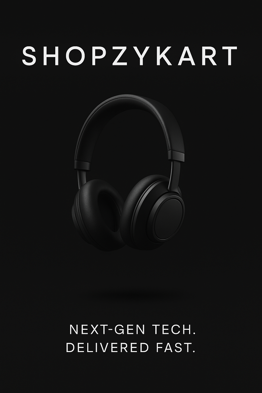 Black headphones on a black background with 'Shopzykart' branding.